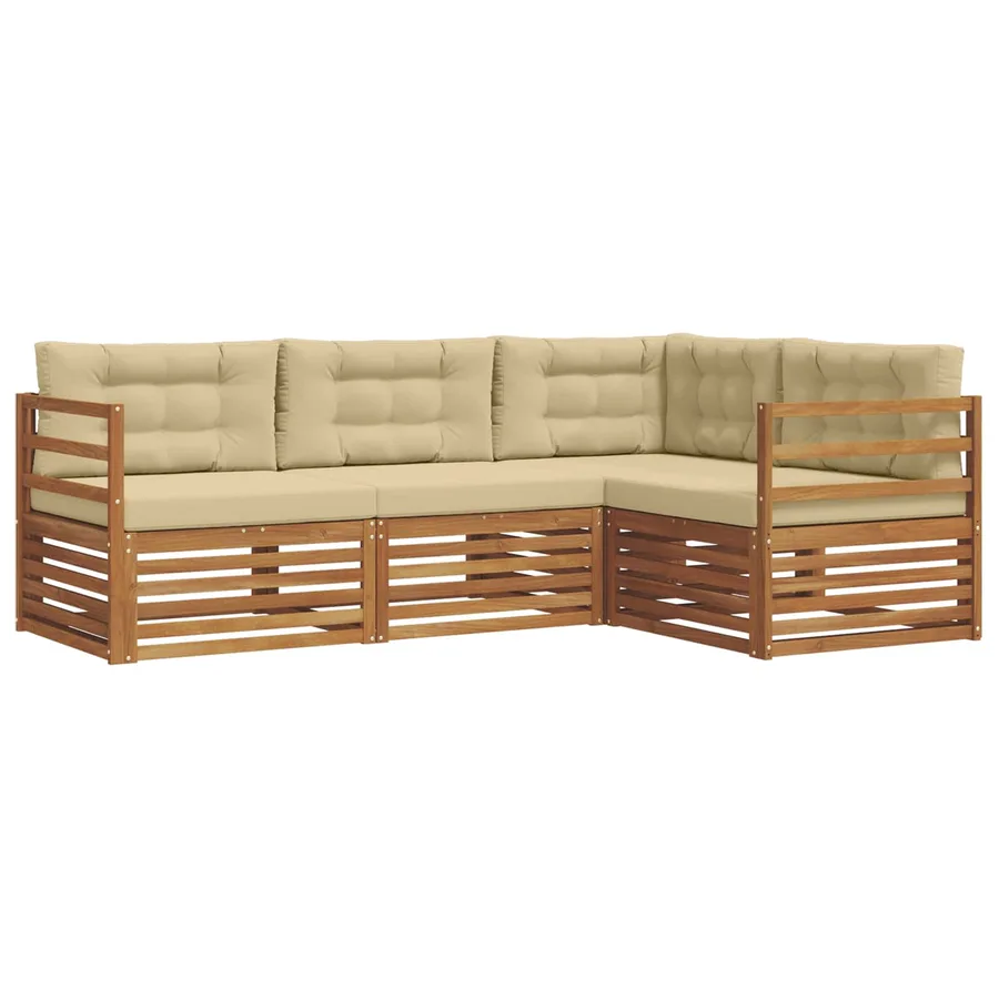 Ensemble de canapés d'extérieur 4 pcs Naturel et Beige - 2
