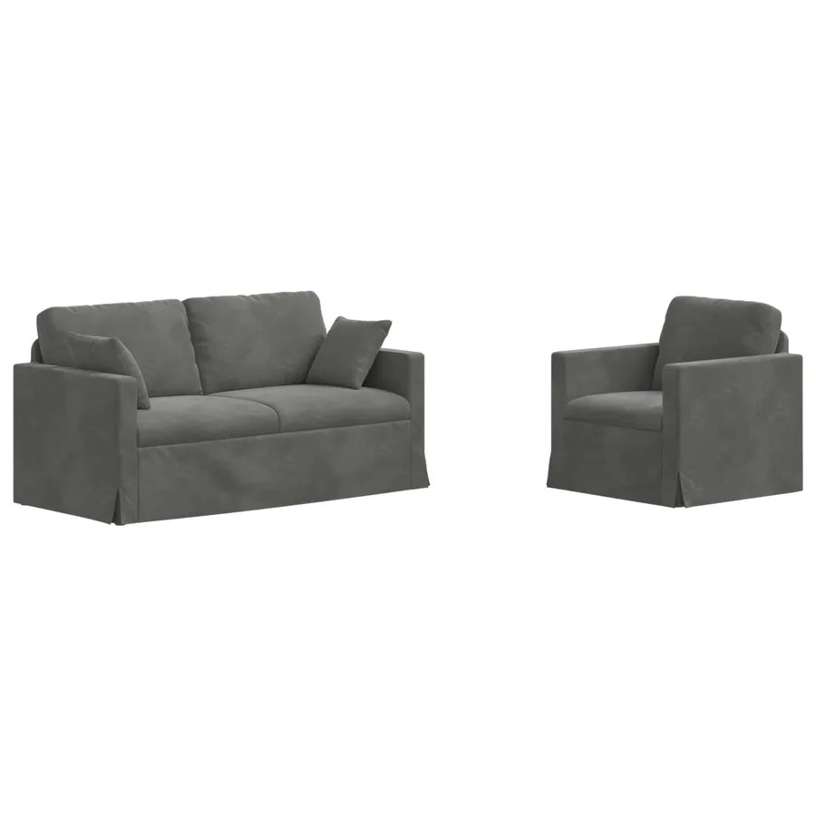 Ensemble de Canapés 2 pcs Gris foncé 158 x 78 x 80 cm Velours - 2