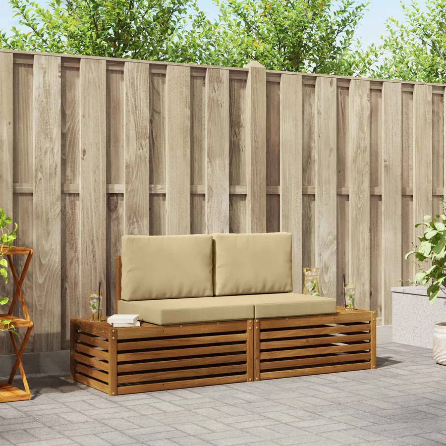 Ensemble de canapés d'extérieur 2 Pièce Naturel et Beige