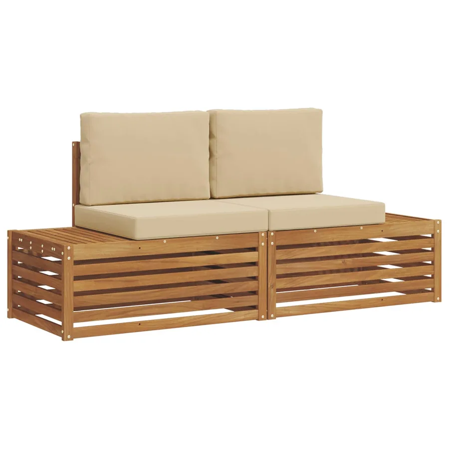 Ensemble de canapés d'extérieur 2 Pièce Naturel et Beige - 2