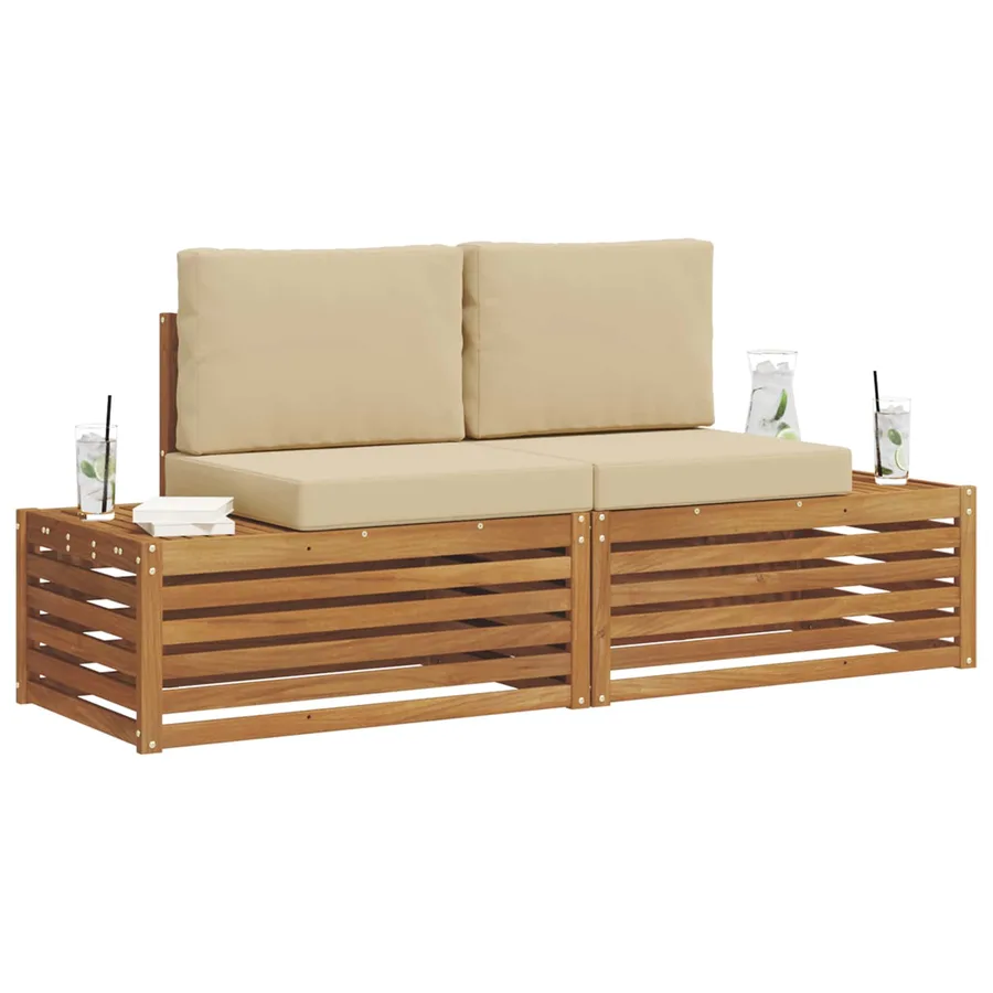 Ensemble de canapés d'extérieur 2 Pièce Naturel et Beige - 3