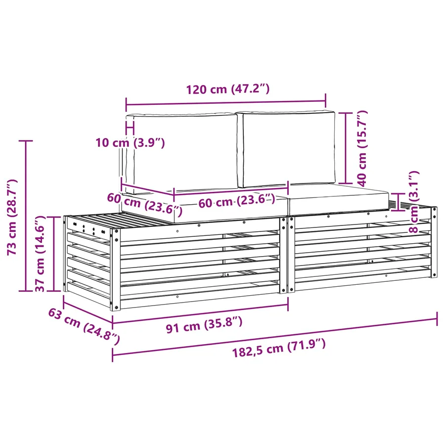 Ensemble de canapés d'extérieur 2 Pièce Naturel et Beige - 9