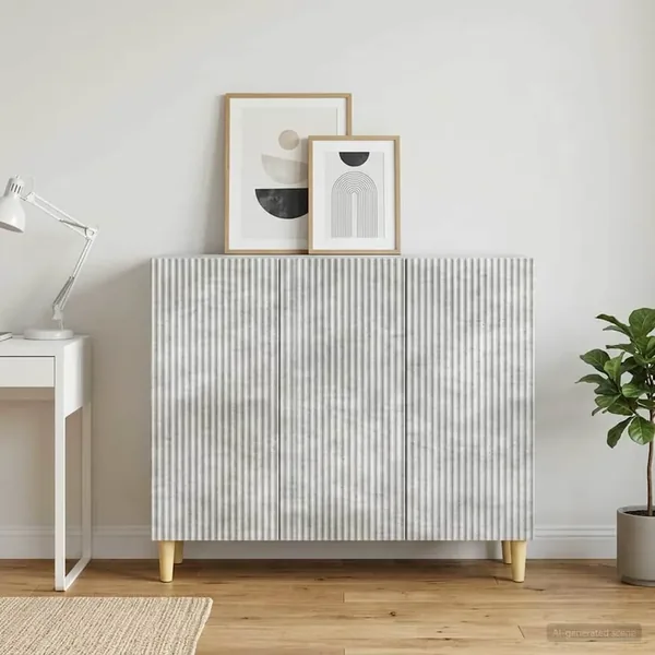 Buffet Gris béton 89 x 34,5 x 80 cm Bois d'ingénierie