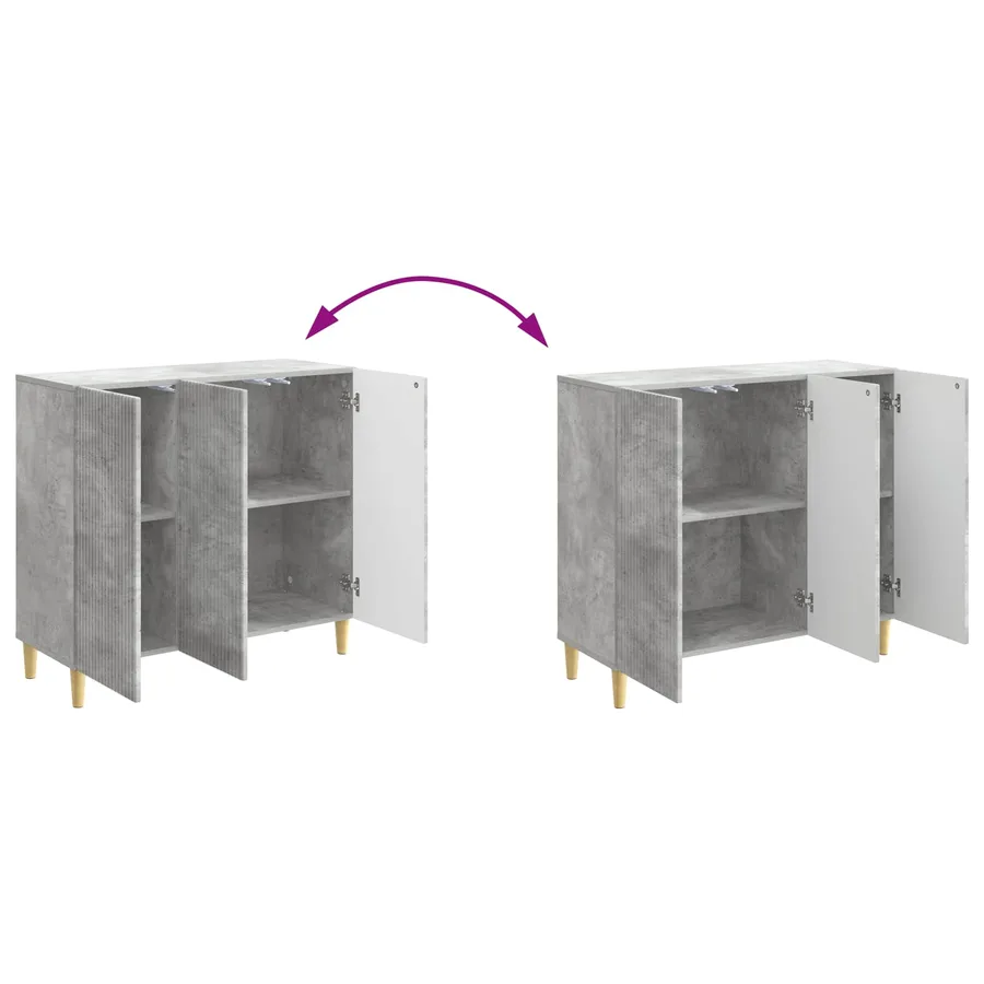 Buffet Gris béton 89 x 34,5 x 80 cm Bois d'ingénierie - 11