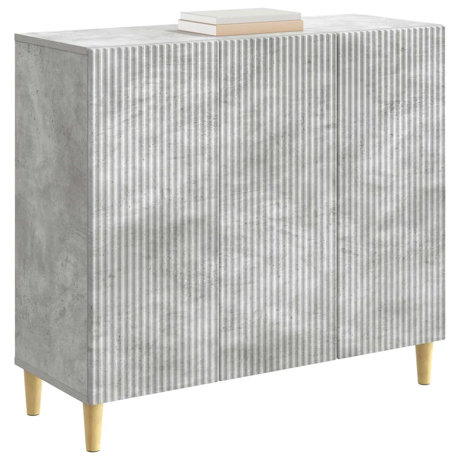 Buffet Gris béton 89 x 34,5 x 80 cm Bois d'ingénierie - 3