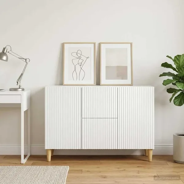 Buffet Blanc 89 x 34,5 x 60 cm Bois d'ingénierie