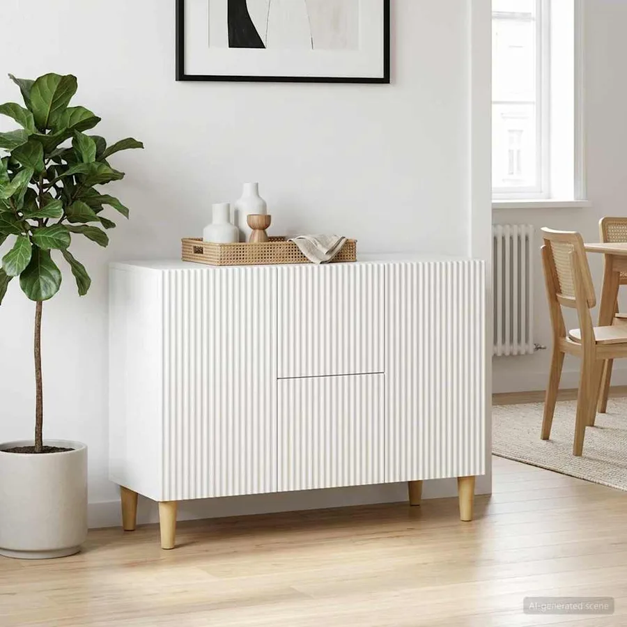 Buffet Blanc 89 x 34,5 x 60 cm Bois d'ingénierie - 4
