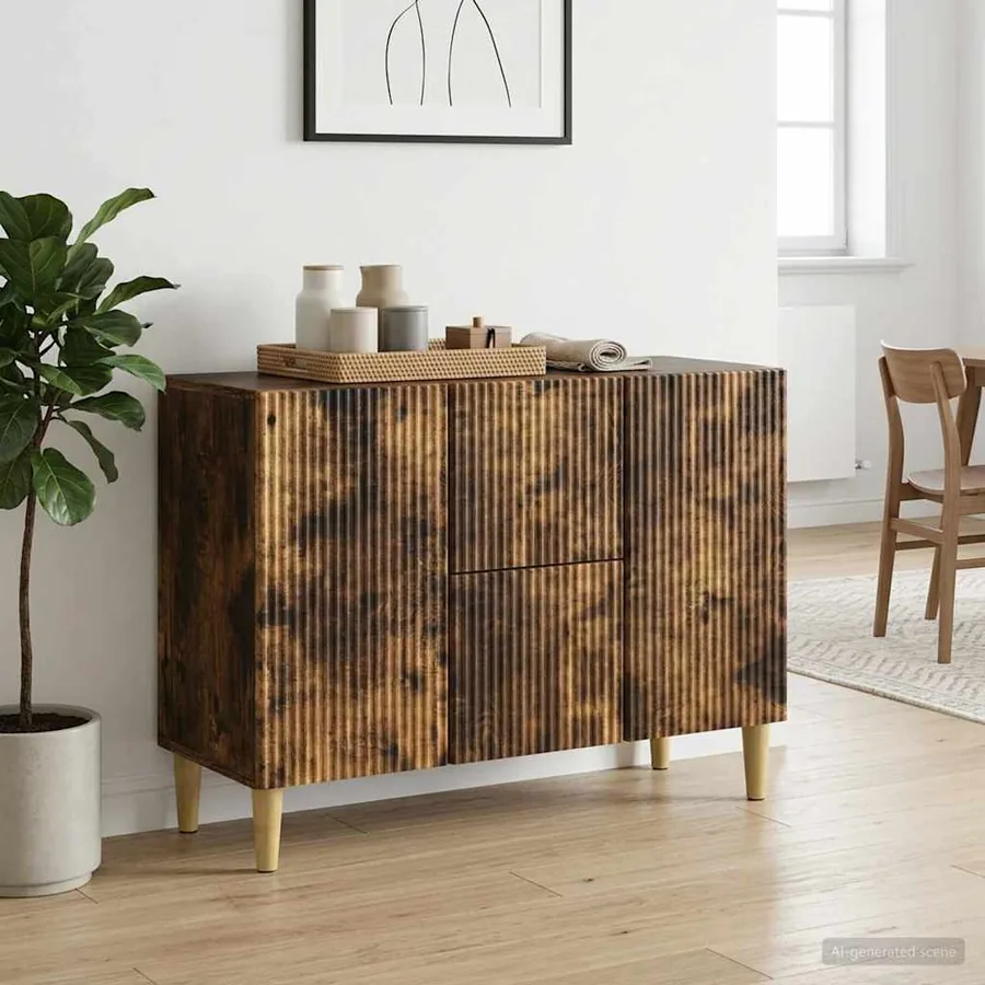 Buffet Chêne fumé 89 x 34,5 x 60 cm Bois d'ingénierie