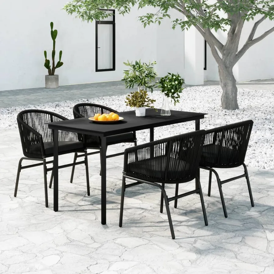 Ensemble à manger de jardin 5 pcs Noir