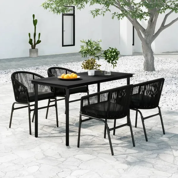 Ensemble à manger de jardin 5 pcs Noir