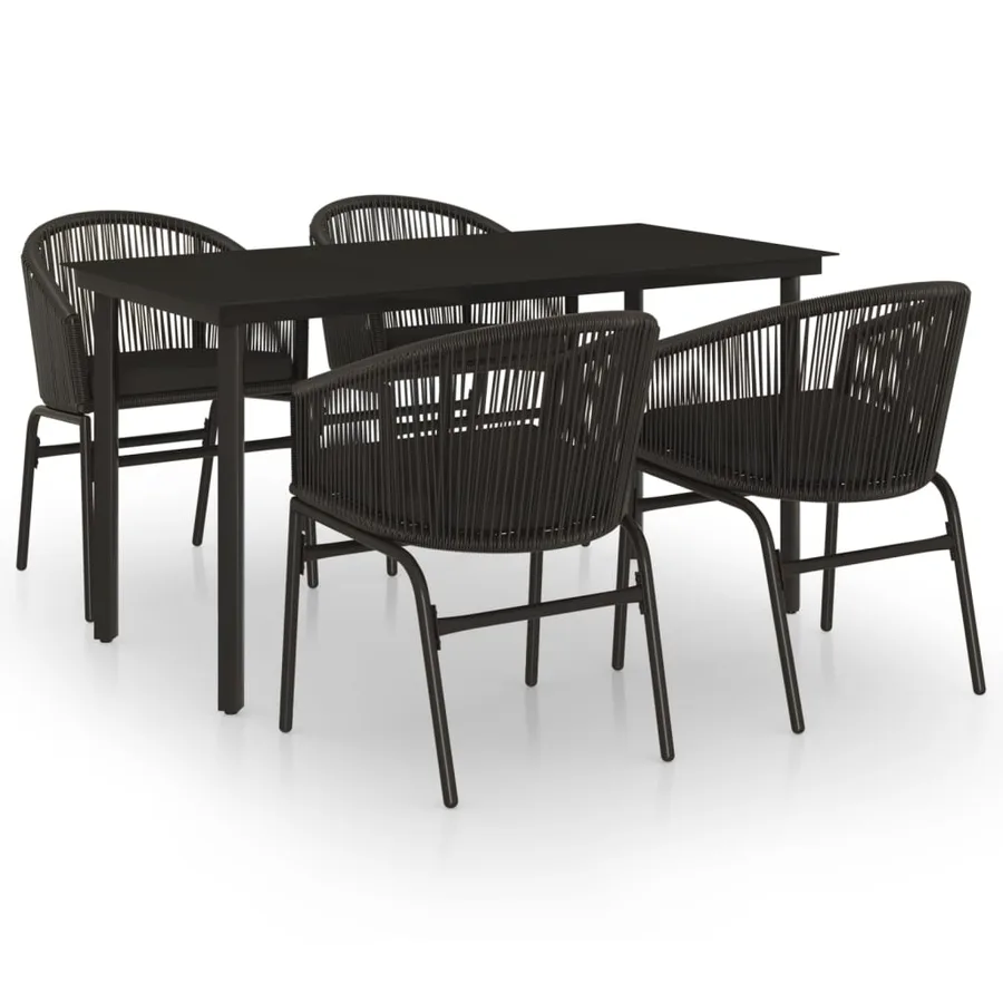 Ensemble à manger de jardin 5 pcs Noir - 2