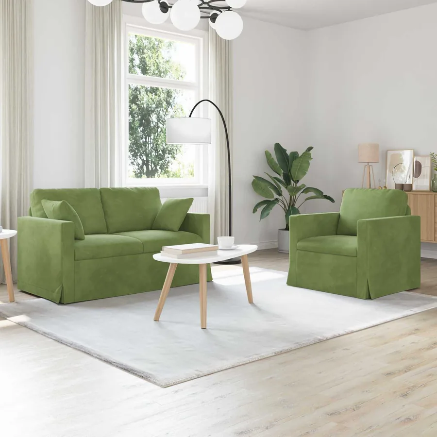 Ensemble de Canapés 2 pcs Vert clair 138 x 78 x 80 cm Velours