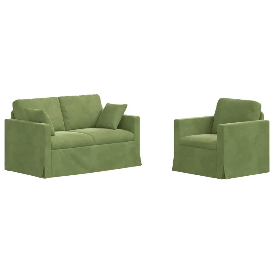 Ensemble de Canapés 2 pcs Vert clair 138 x 78 x 80 cm Velours - 2