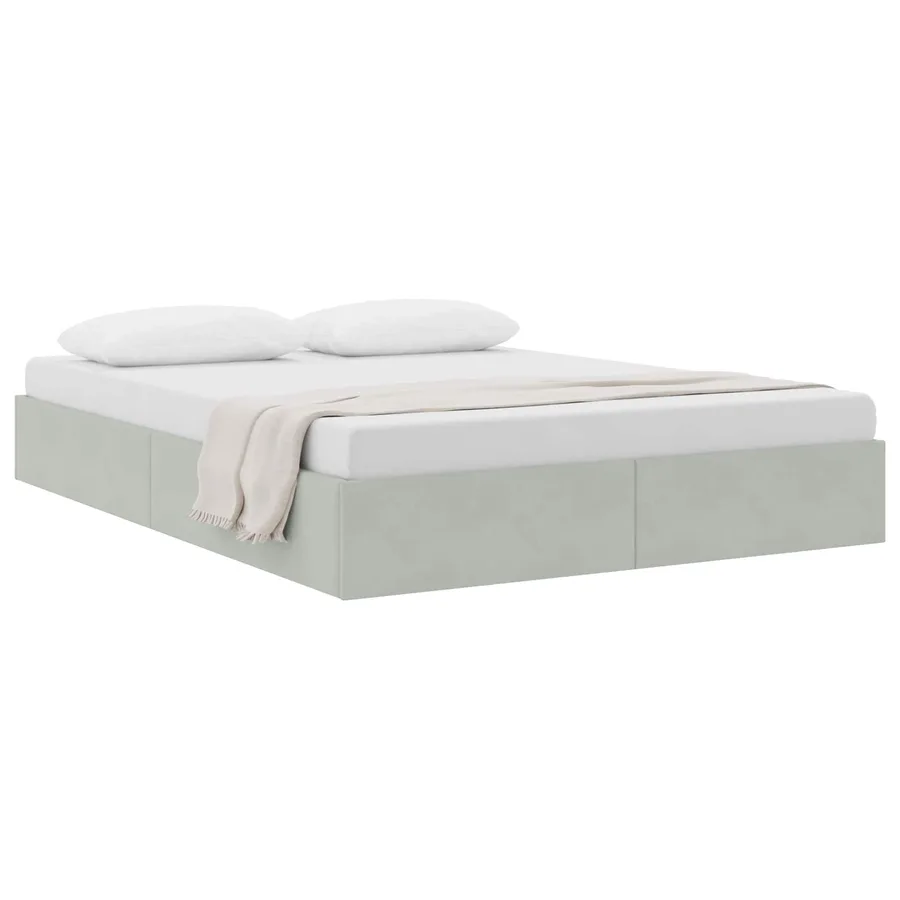 Cadre de lit ottoman Gris clair 140 x 190 cm Velours - 3