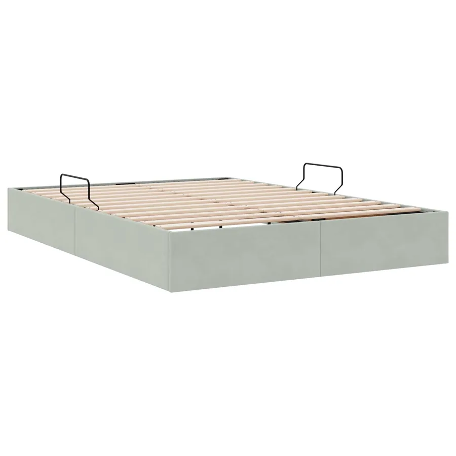 Cadre de lit ottoman Gris clair 140 x 190 cm Velours - 9