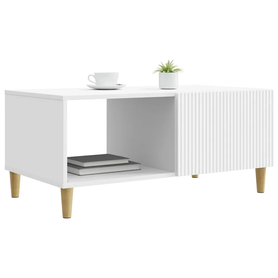 Table basse Blanc 90 x 50 x 40 cm Bois d'ingénierie - 3