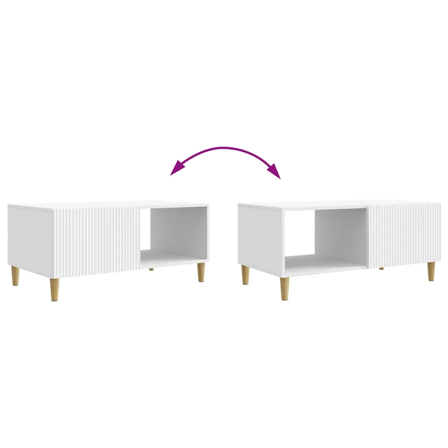 Table basse Blanc 90 x 50 x 40 cm Bois d'ingénierie - 8