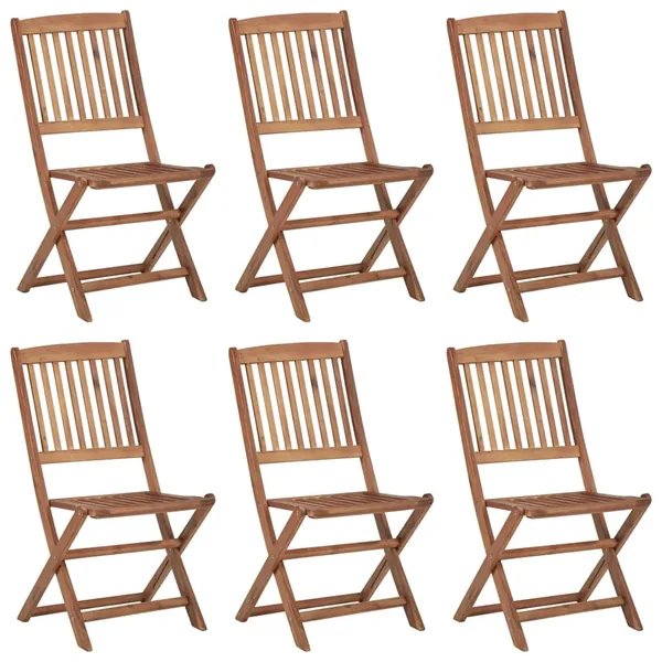 Outdoor folding chairs set of 6 Solid acacia wood