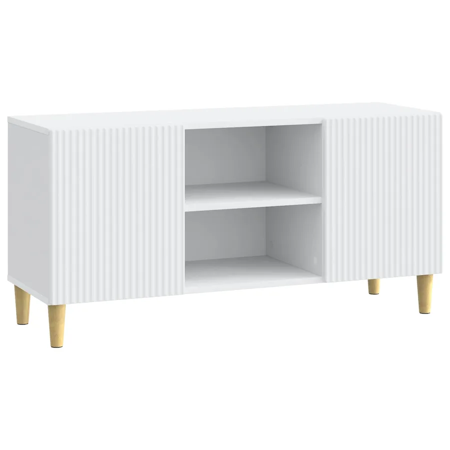 Meuble TV Blanc 102 x 34,5 x 50 cm Bois d'ingénierie - 2