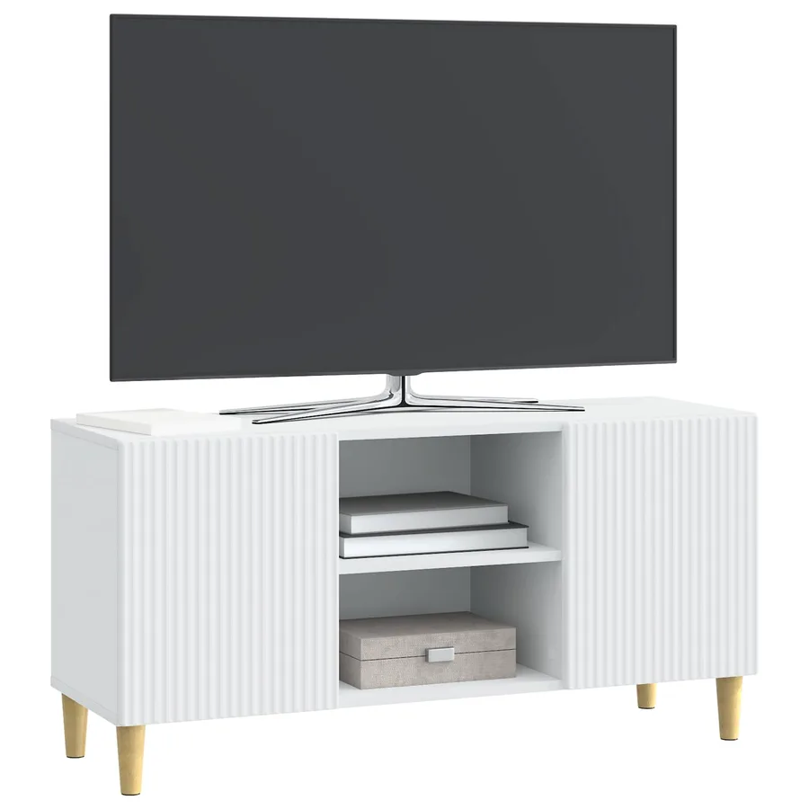 Meuble TV Blanc 102 x 34,5 x 50 cm Bois d'ingénierie - 3