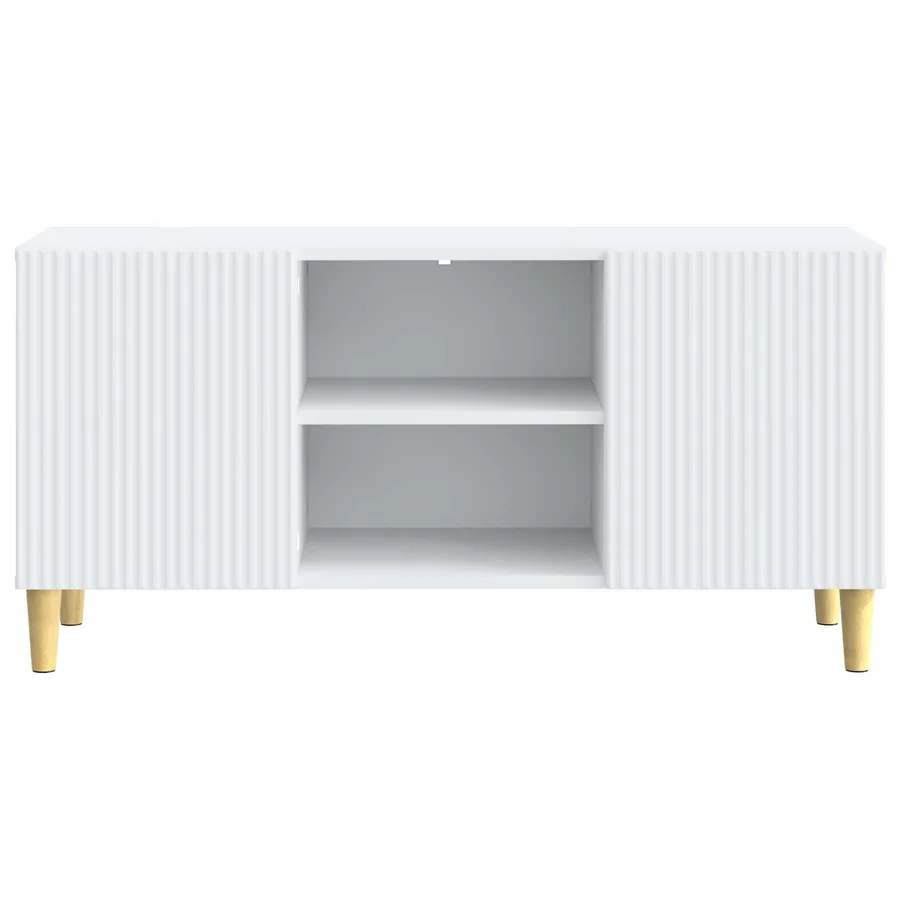 Meuble TV Blanc 102 x 34,5 x 50 cm Bois d'ingénierie - 6