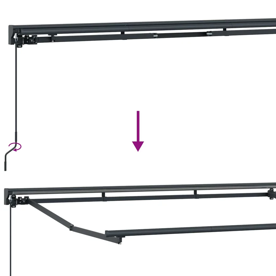 Cadre de auvent manuel Réglable Anthracite 5 × 3,5 m Acier - 8