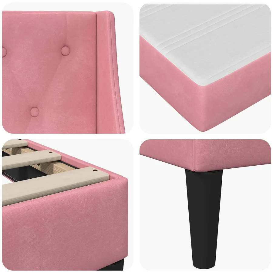 Cadre de lit avec matelas Rose 120 x 200 cm Velours - 9