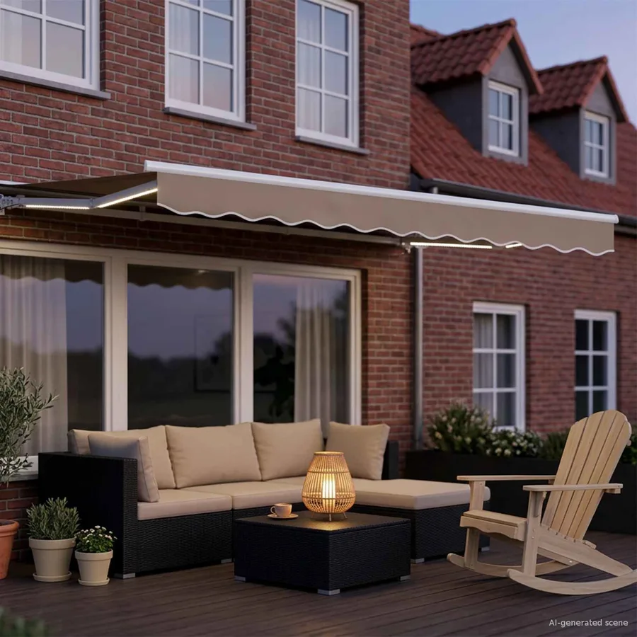 Auvent rétractable électrique Beige et blanc 3,5 x 2,5 m - 3
