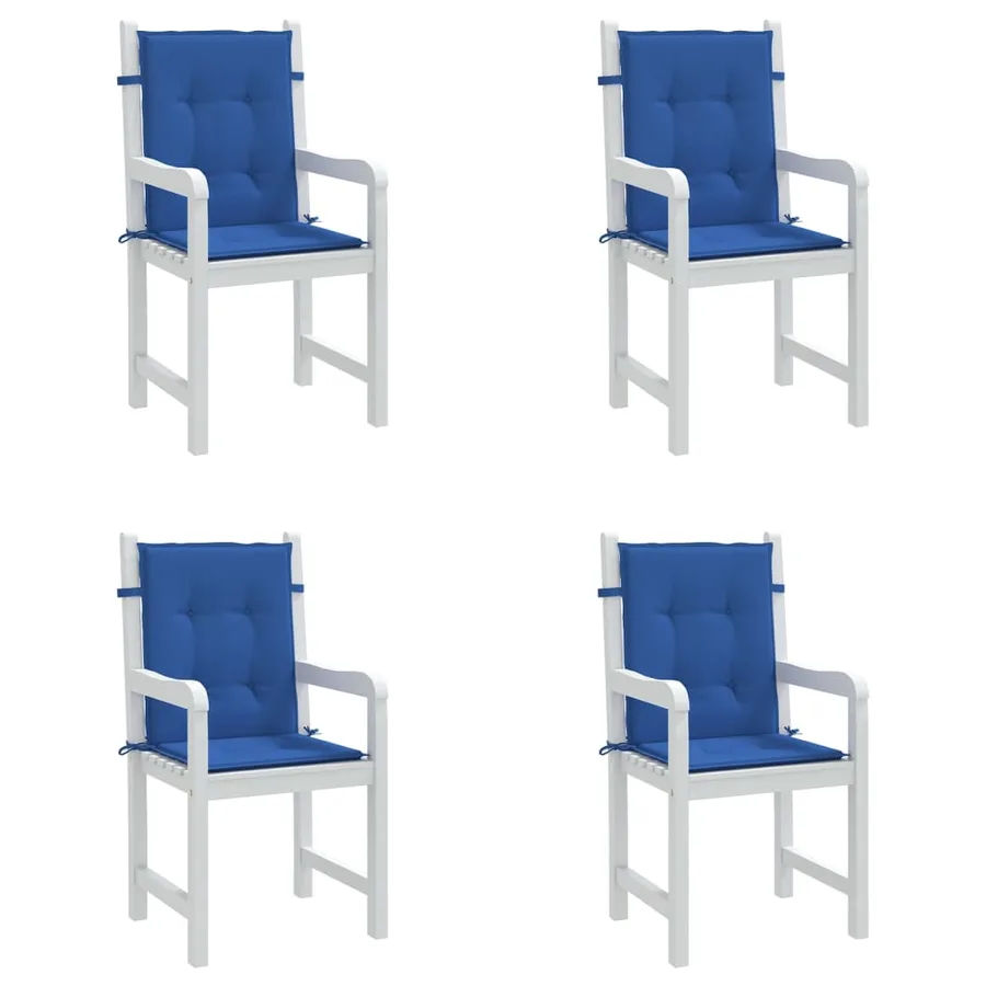 Coussins de chaise de jardin à dossier bas lot de 4 bleu royal - 4