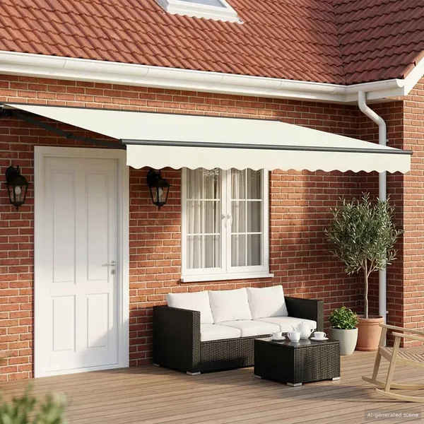 Auvent rétractable électrique Crème et Anthracite 4,5 × 3,5 m