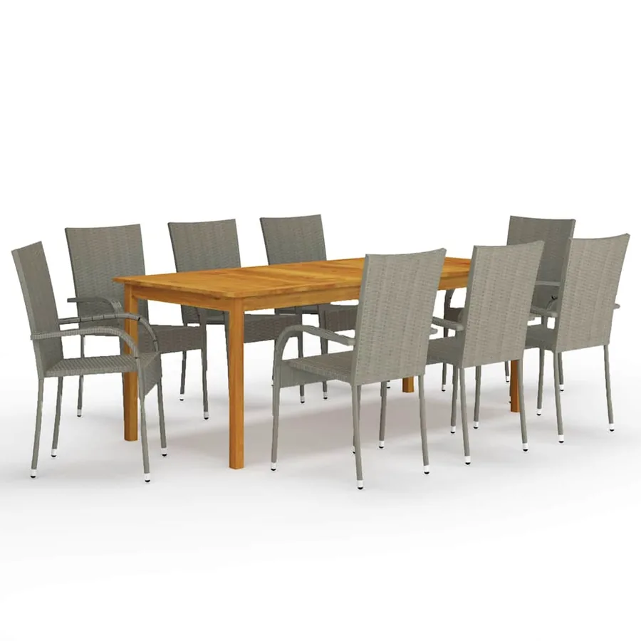 Ensemble à manger de jardin 9 pcs Gris
