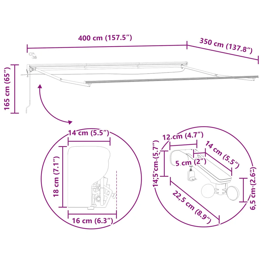 Auvent rétractable électrique 4 × 3,5 m - 15