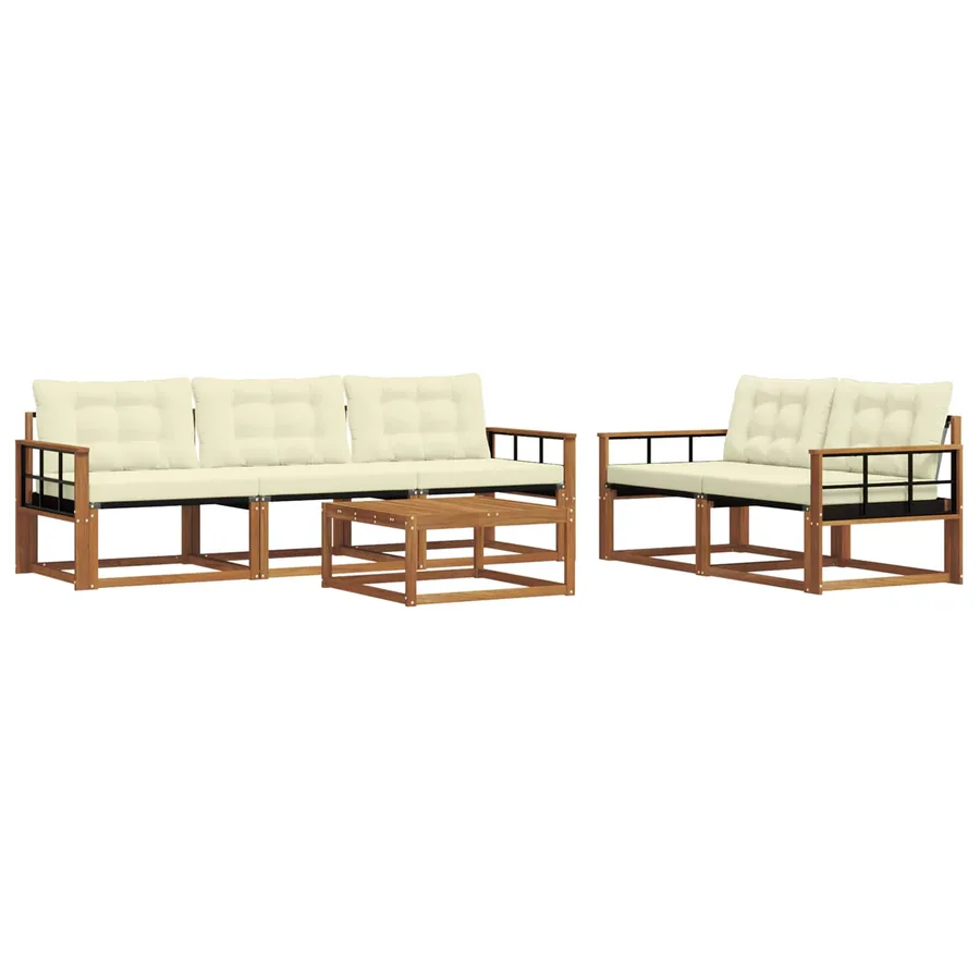 Ensemble de canapés d'extérieur 6 pcs Naturel et Crème - 2