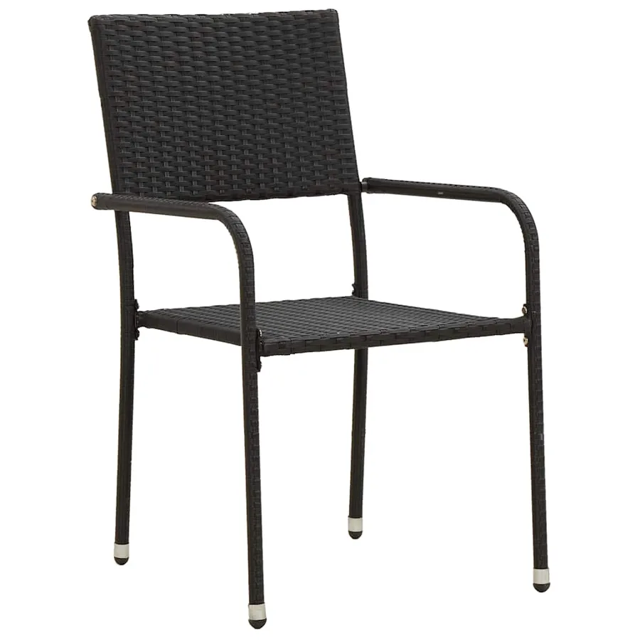 Mobilier à dîner d'extérieur 5 pcs Résine tressée Noir - 4