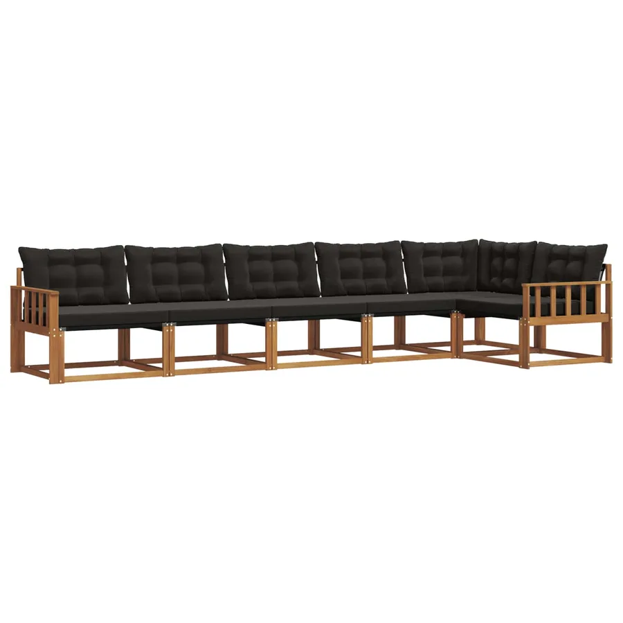 Ensemble de canapés d'extérieur 6 pcs Naturel et Noir - 2