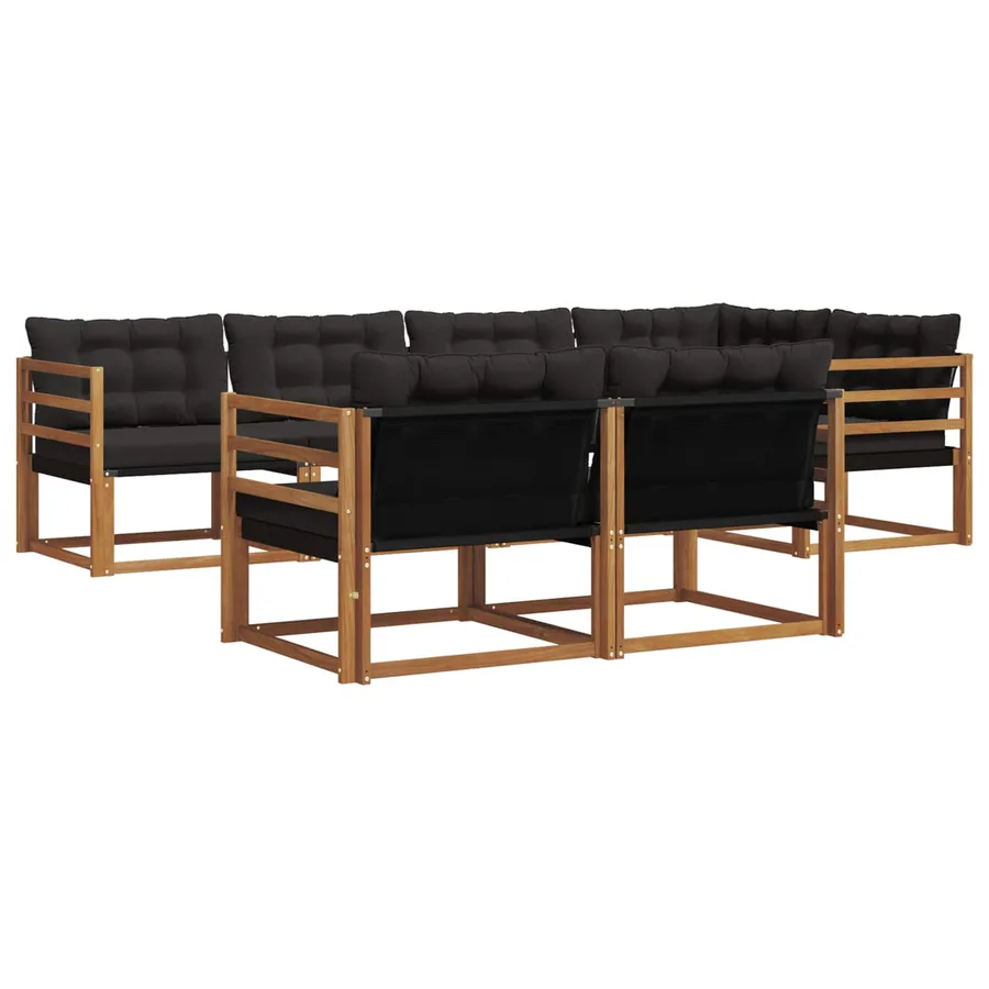 Ensemble de canapés d'extérieur 7 pcs Naturel et Noir - 2