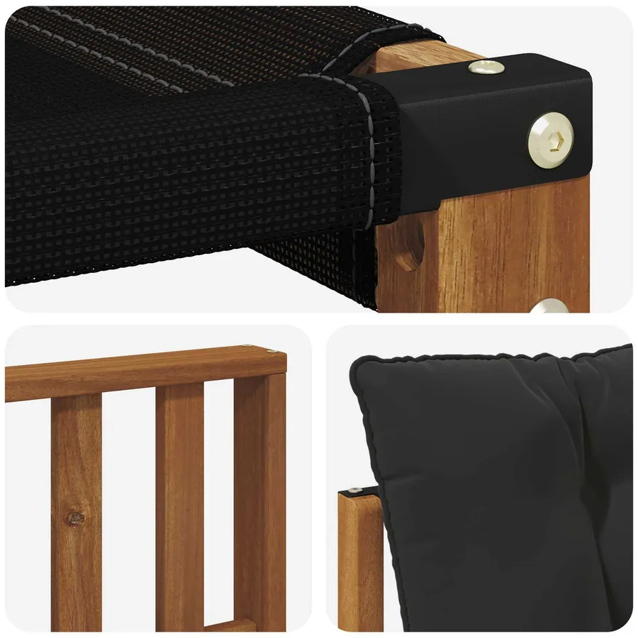 Ensemble de canapés d'extérieur 3 pcs Naturel et Noir - 5