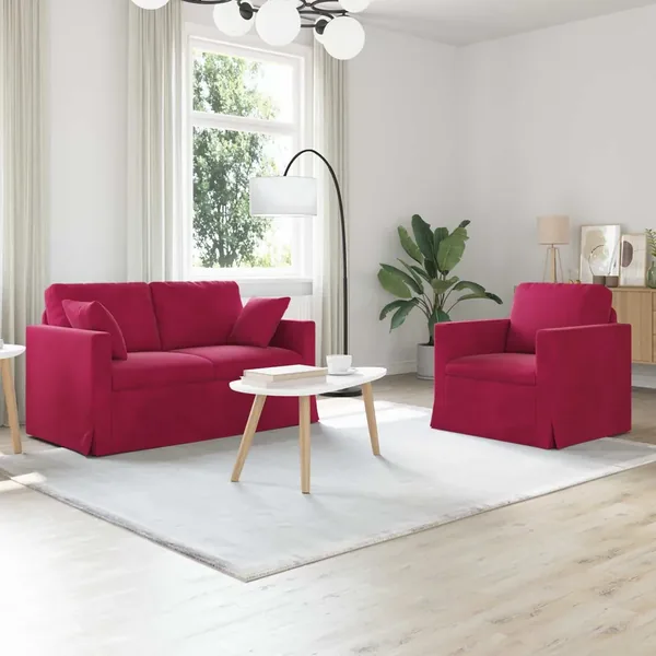Ensemble de Canapés 2 pcs Bordeaux 138 x 78 x 80 cm Velours