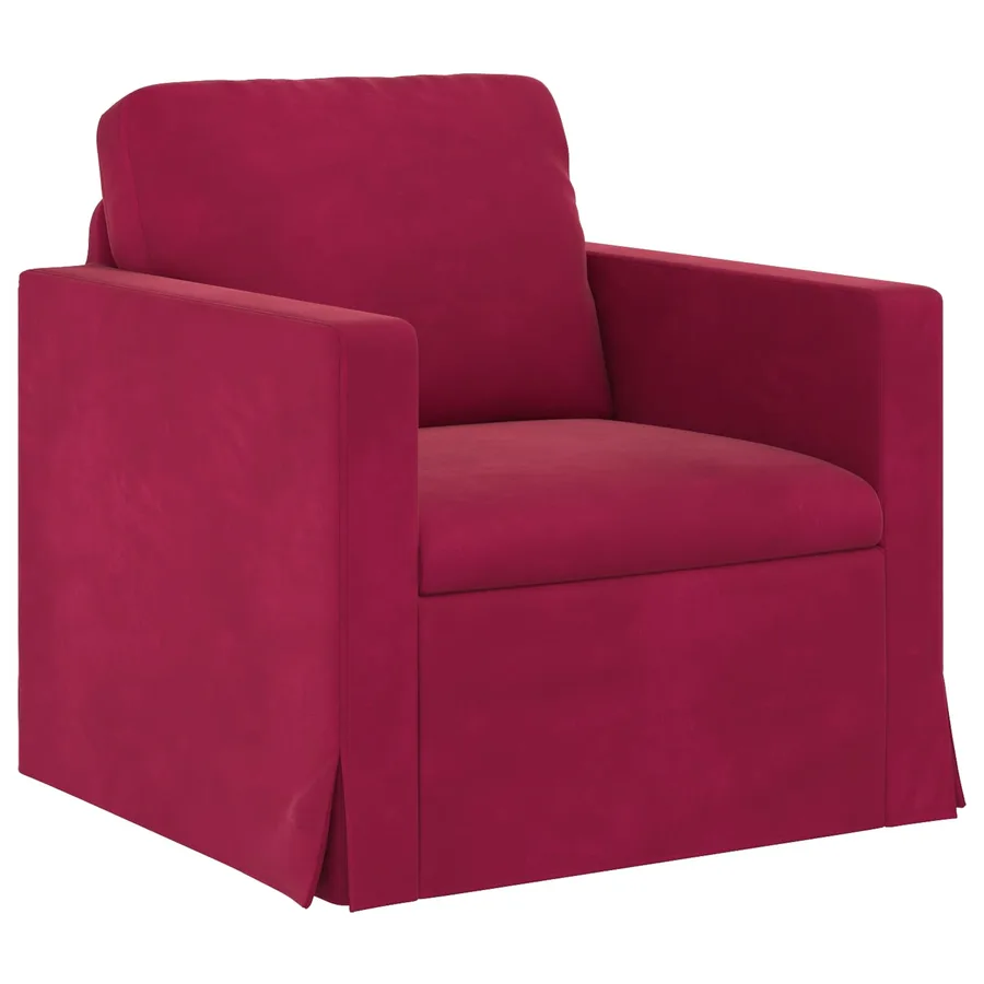 Ensemble de Canapés 2 pcs Bordeaux 138 x 78 x 80 cm Velours - 4