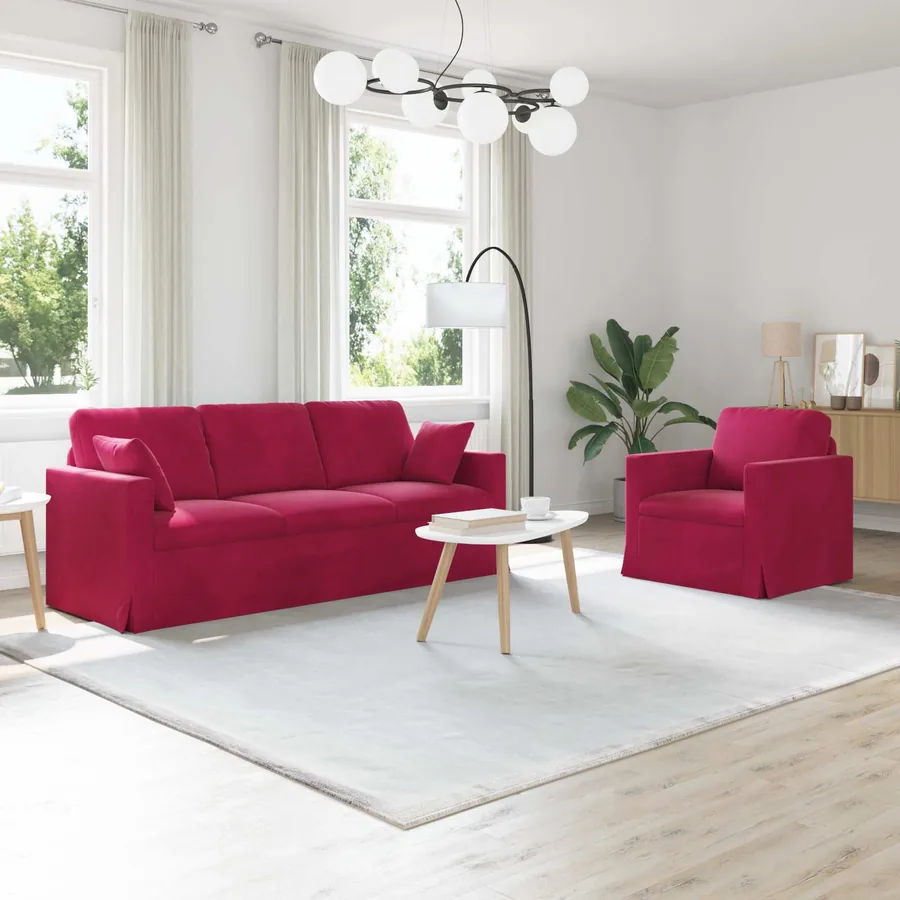 Ensemble de Canapés 2 pcs Bordeaux 198 x 78 x 80 cm Velours