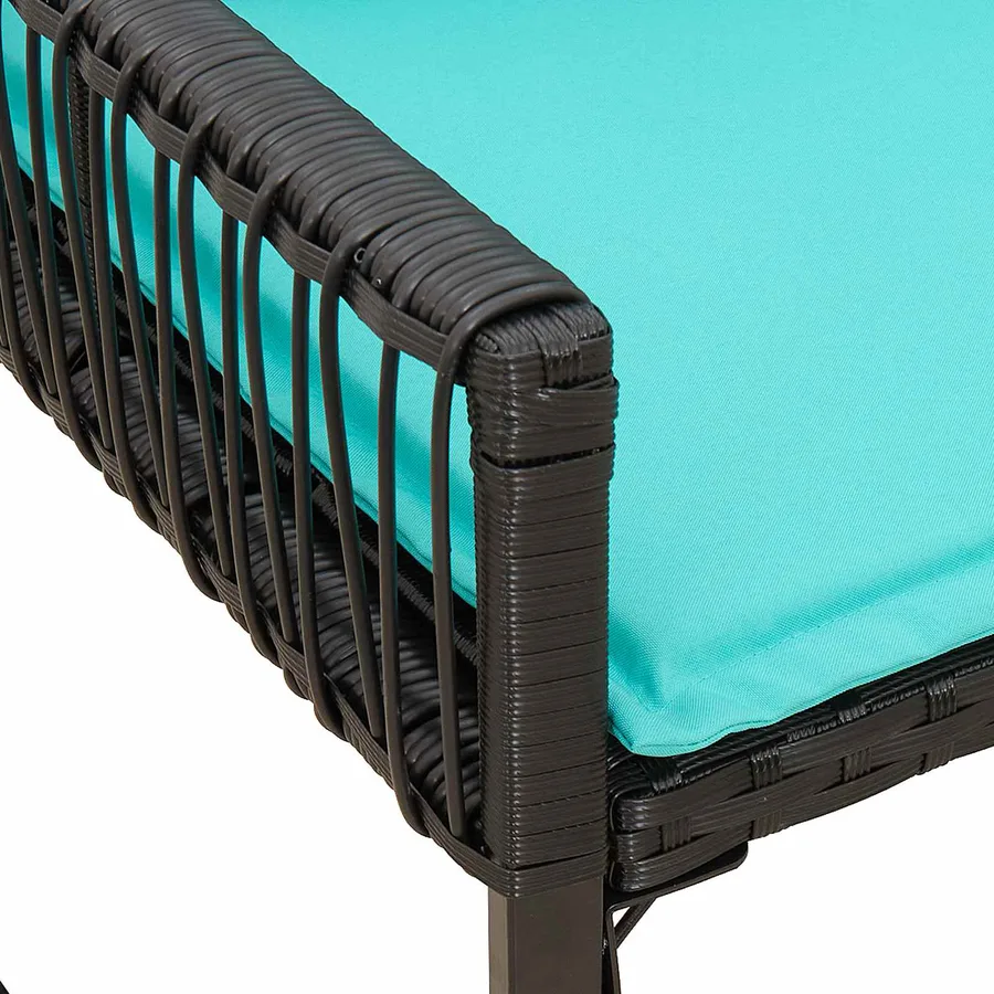 Banc extérieur avec coussin 4 pcs Noir et turquoise polyrotin - 10