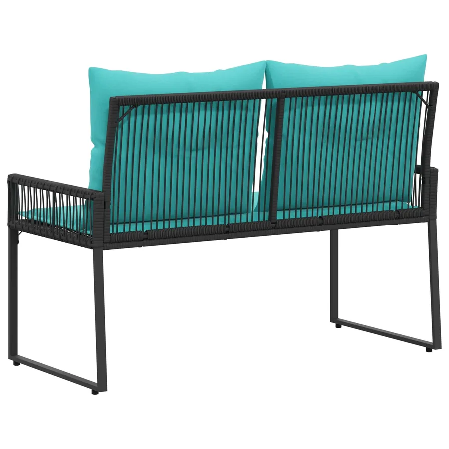 Banc extérieur avec coussin 4 pcs Noir et turquoise polyrotin - 7