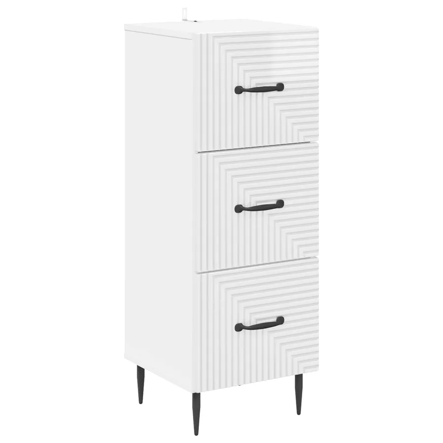 Armoire à tiroirs Blanc brillant 33 x 34,5 x 89,5 cm - 2