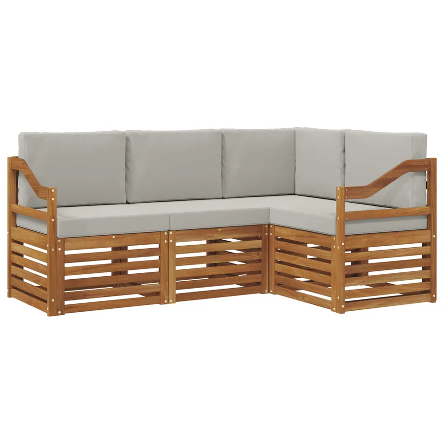 Ensembles de canapés avec coussin 4 pcs Gris Naturel et Clair - 2