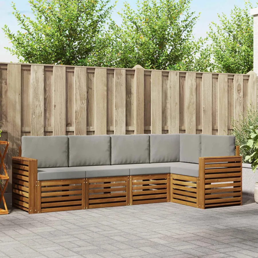 Ensemble de canapé d'angle 5 pcs Gris Naturel et Clair