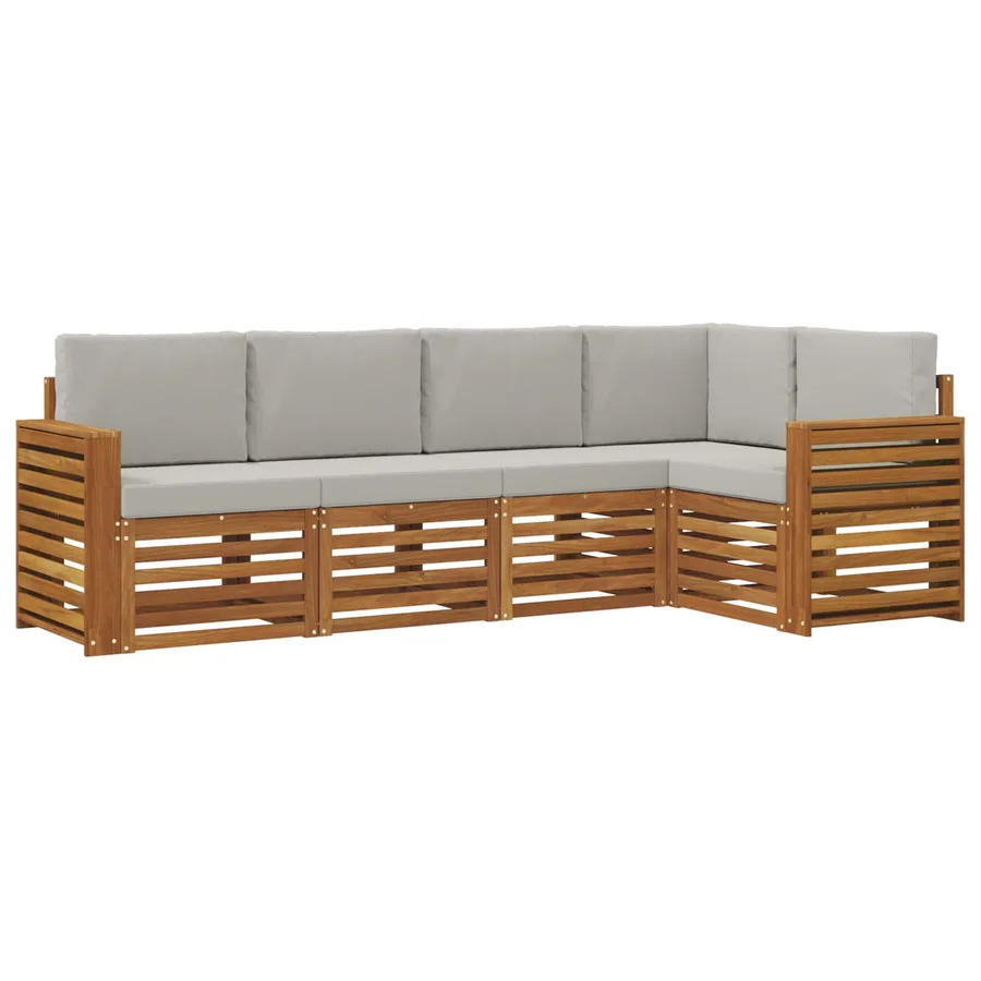 Ensemble de canapé d'angle 5 pcs Gris Naturel et Clair - 2