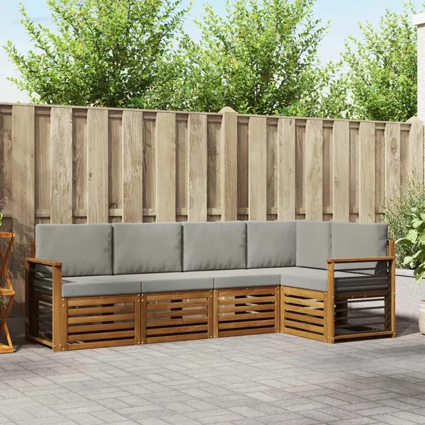 Ensemble de canapé d'angle 5 pcs Gris Naturel et Clair