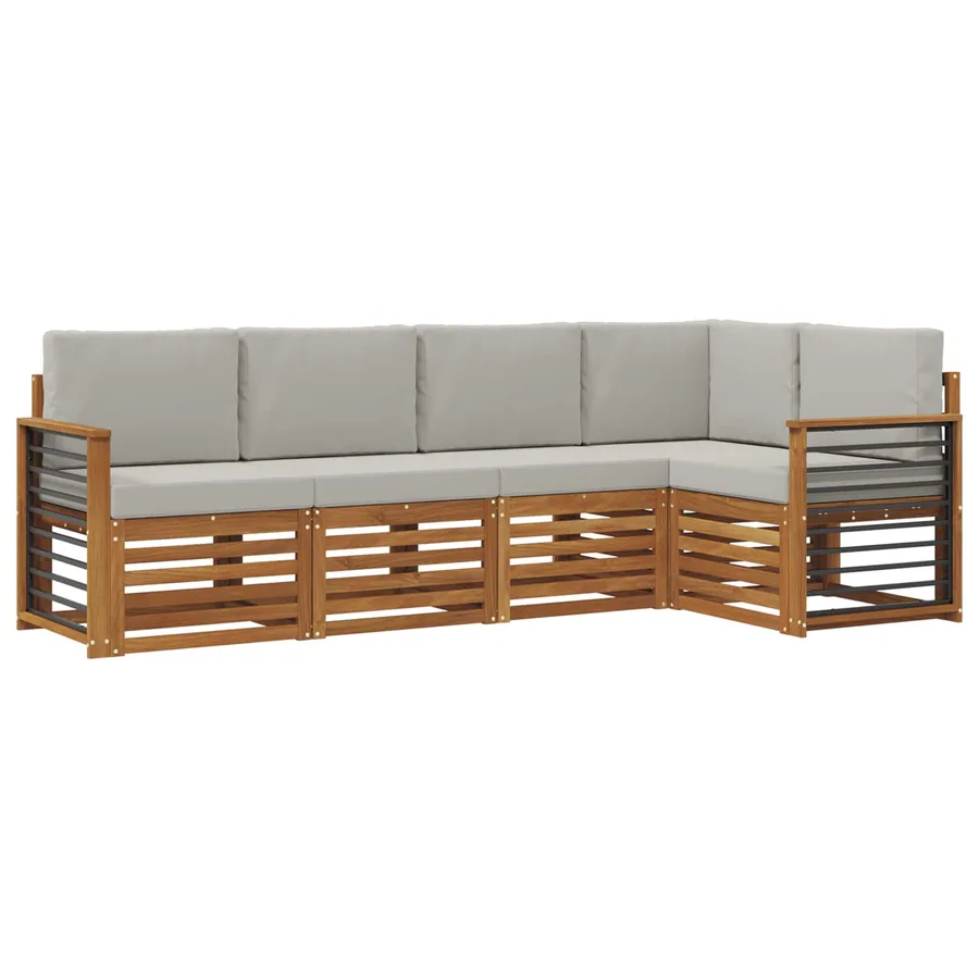 Ensemble de canapé d'angle 5 pcs Gris Naturel et Clair - 2