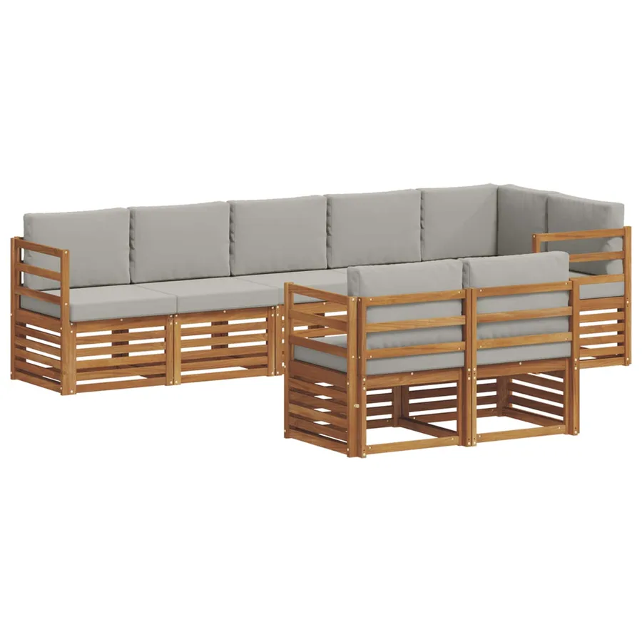 Ensembles de canapés avec coussin 8 pcs Gris Naturel et Clair - 2