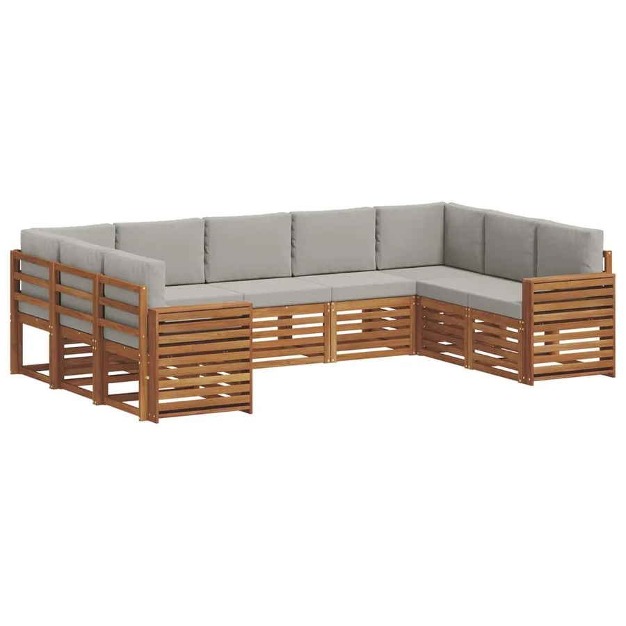 Ensemble de canapé d'angle 9 pcs Gris Naturel et Clair - 2